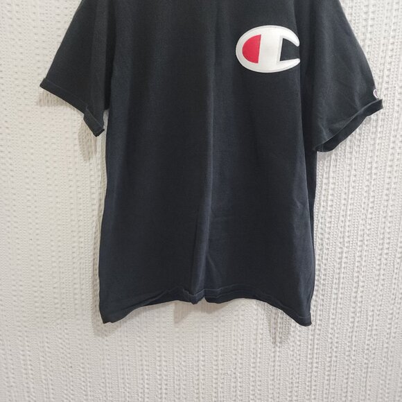 Vintage Champion blue tag logo tee black shirt 70s Oversized Logo Size XXL - Picture 7 of 11
